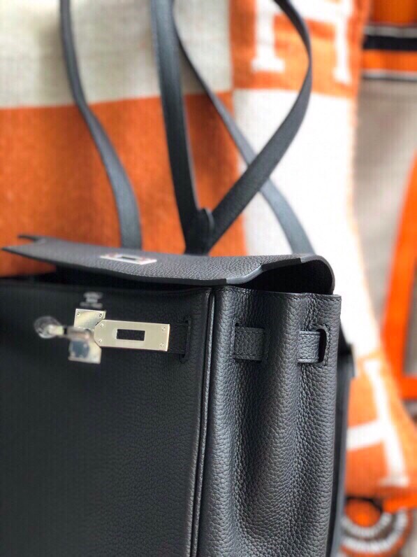 Hermes Kelly Ado Backpack In Black Clemence Leather